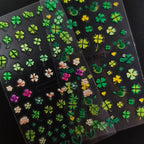 2 Sheets Green Shamrock Nail Art Stickers 5D Embossed St. Patrick's Day Nails Stickers Self Adhesive Nail Decals Shamrocks Green Nails Design Supplies for Women St. Patrick's Day Manicure Decoration