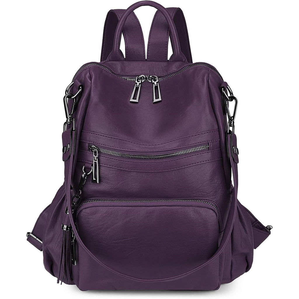 Travel Backpack Purse For Women Vegan Leather Ladies Fashion Tassel Shoulder Bag Convertible