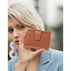 FALAN MULE Small Wallet for Women Leather Bifold Compact RFID Blocking Small Womens Wallet Purse