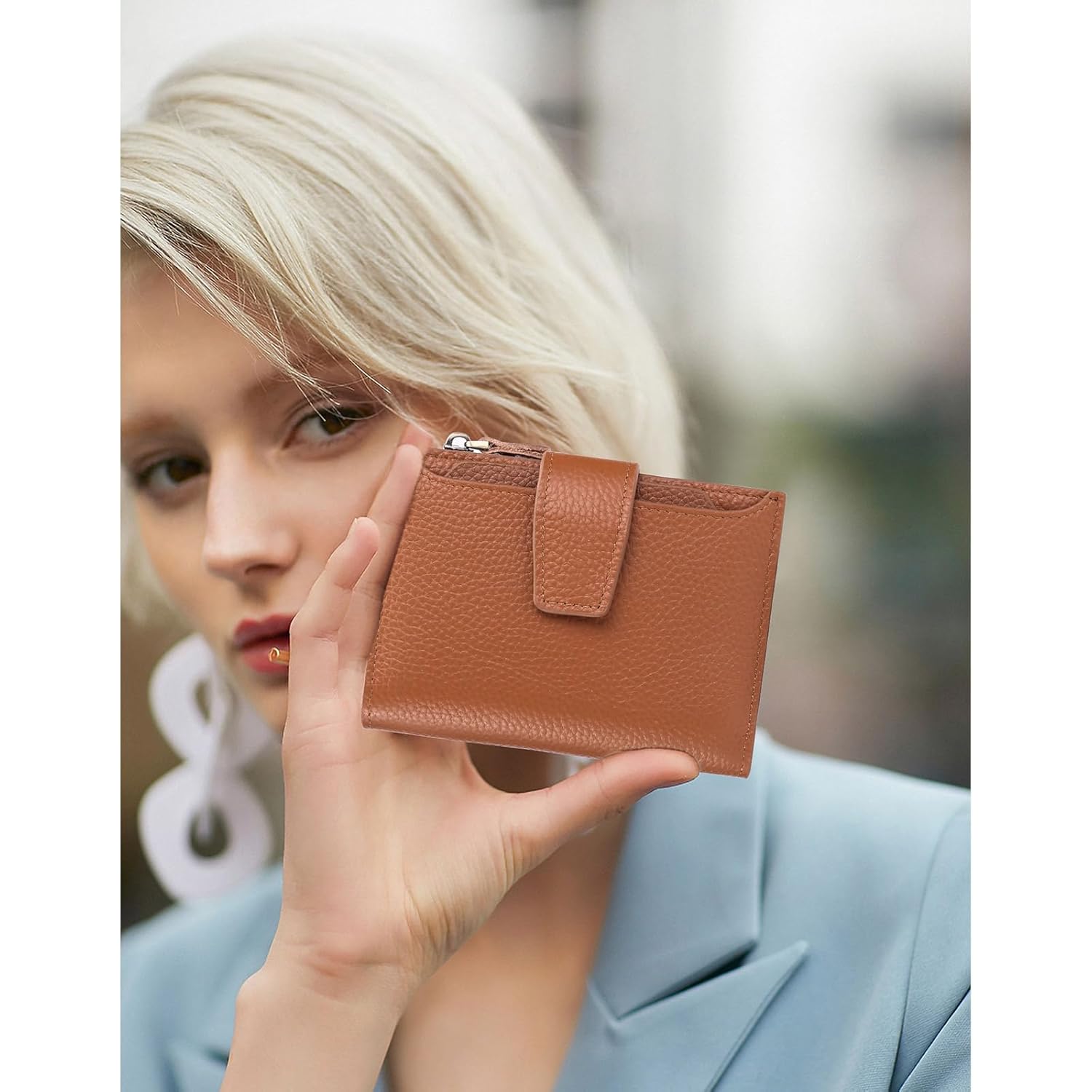 FALAN MULE Small Wallet for Women Leather Bifold Compact RFID Blocking Small Womens Wallet Purse