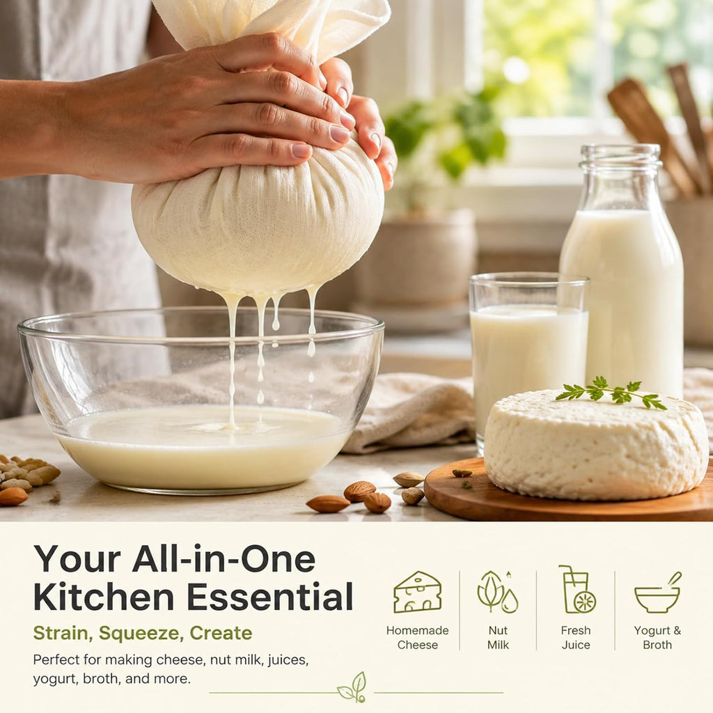 Reusable Cheesecloth,Grade 100,20X20 Inch Hemmed Cheese Cloth For Straining Craft,100% Cotton Unbleached Cloth Strainer For Cooking,Baking,Juicing,Cheese Making,Ultra Fine And Dense,Washable