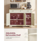Vasagle Siren Collection - Buffet Cabinet, Traditional Basic Coffee Bar Cabinet With 2 Drawers, Adjustable Shelves, 3 Doors, Sideboard, 42.1 X 15.8 X 31.8 Inches, Cloud White Ulsc531Wj01S
