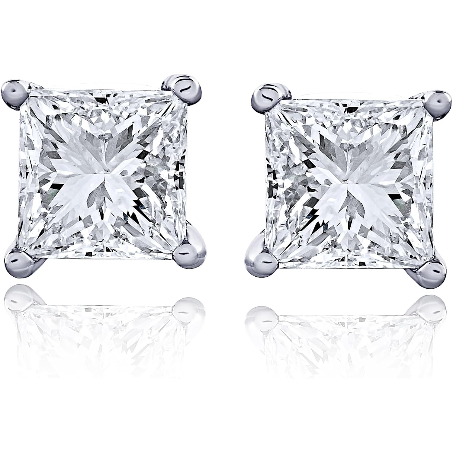 The Diamond Channel CERTIFIED 1 to 6 Carat LAB GROWN Princess-Cut Diamond Stud Earrings Round Cut 4 Prong Screw Back (F-G Color, VS1-VS2 Eye Clean Clarity)