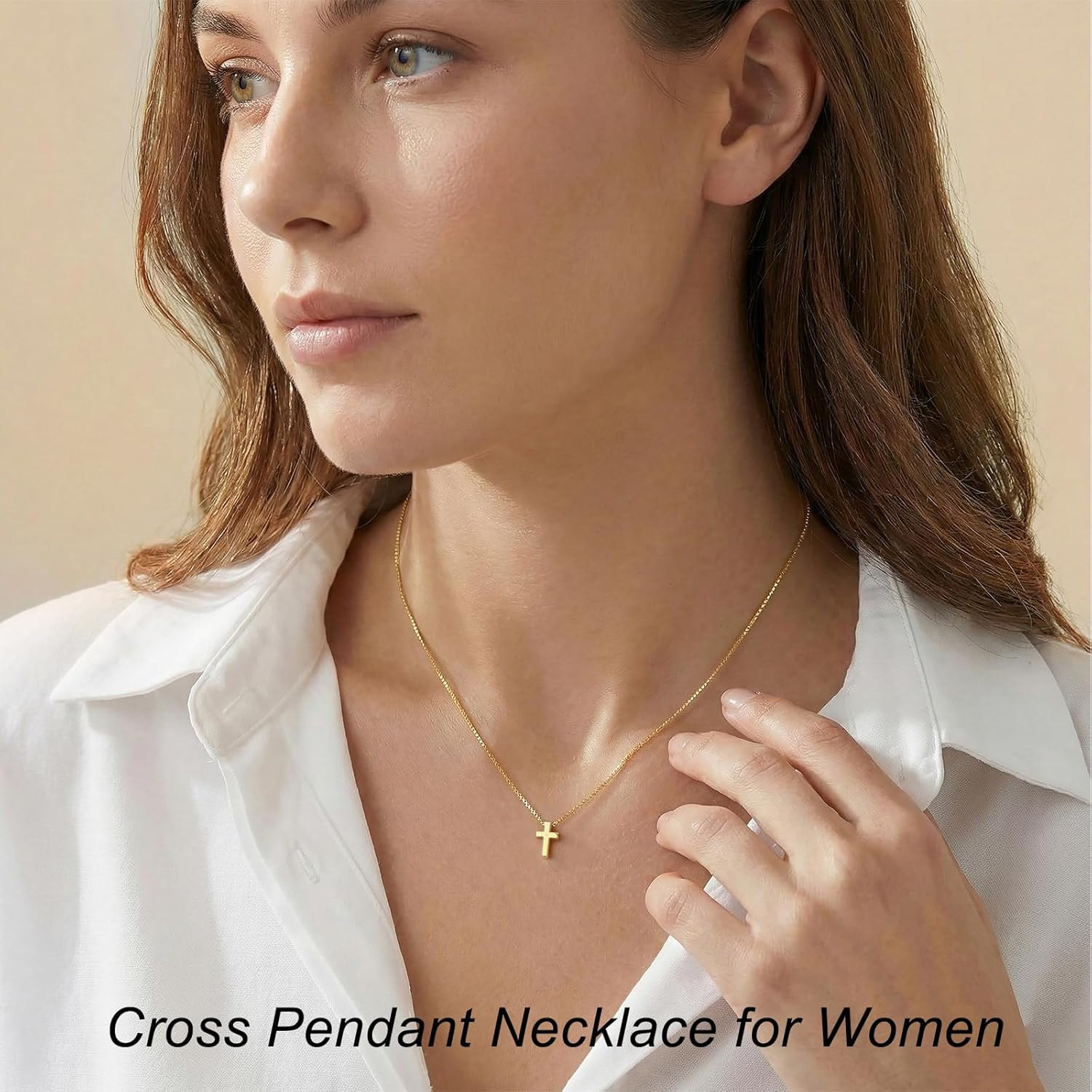 Mothers Day Gifts for Mom Cross Necklace for Women Girls, Dainty 14K Gold Silver Plated Cross Choker Jewelry Non Tarnish Waterproof Cute Simple Small Necklace Christian Baptism Religious Faith Jewelry Gifts