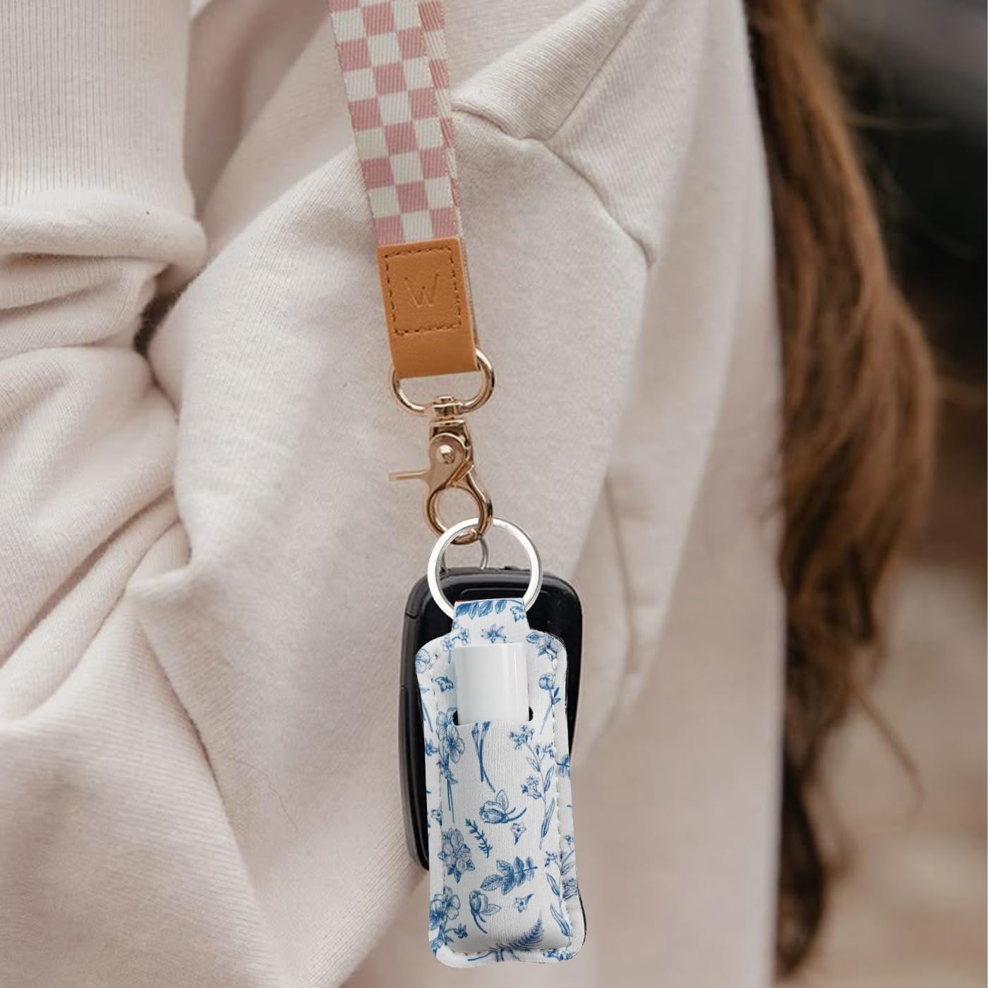 Haevola Cute Chapstick Holder Keychain for Women – Lip Balm & Lip Gloss Holder Keychain Accessories Gift, Purse Charm Clip