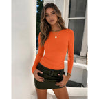 Zeagoo Women Long Sleeve Shirts Fitted Going Out Tops Crop Basic Tee Casual Work Clothes Trendy Fall Outfits XS-XL