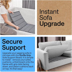 Gorilla Grip Heavy Duty Couch Cushion Support Board To Fix Sagging Sofas, 24 X 54 Wide Loveseat Slip Resistant Thick Boards Add Strong Seat Supports, Replacement Stuffing Firmer Couches, Grey