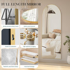 Newbulig 64"X21" Arched Full Length Mirror, Full Body Floor Mirror, Gold | Aluminum Alloy Thin Frame, Wall Or Standing Mirrors For Bedroom, Living Room, Dressing Room