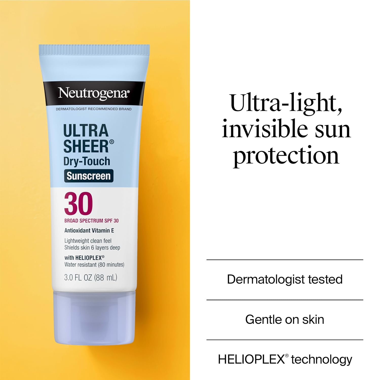 Neutrogena Ultra Sheer Dry-Touch Sunscreen Spf 30 For Face & Body, Lightweight Non Greasy Broad Spectrum Uva/Uvb Protection, No White Cast, Water Resistant (80 Min) Travel Sunscreen Lotion, 3 Fl Oz