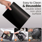 Buself Toaster Oven Liner – Compatible With Breville, Cuisinart, Black & Decker, Dash, And More – Nonstick Heat Resistant Reusable Air Fryer Liners, Pfoa & Bpa Free, 9X11", 2 Pack, Black