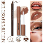 Hosaily Nourishing Lip Gloss With Brown Lip Liner Lip Combo Set, Moisturizing High Shine Nude Lip Glow Oil Fresh Lightweight Glossy Plumping Lip Gloss For Women Long Wear Mini Liquid Lipstick Makeup#8