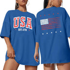 USA T-Shirt for Women USA World Soccer Shirt Vintage American Flag 250th Graphic Tee Tops