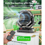 Camping Misting Fan - 24000Mah Portable Battery Powered Fans With 9Oz Water Tank, Light, Hook - Rechargeable, 120H Cooling, Last 5H Mist, 4 Speed, Sleep Mode - Outdoor Gear, Travel Essentials