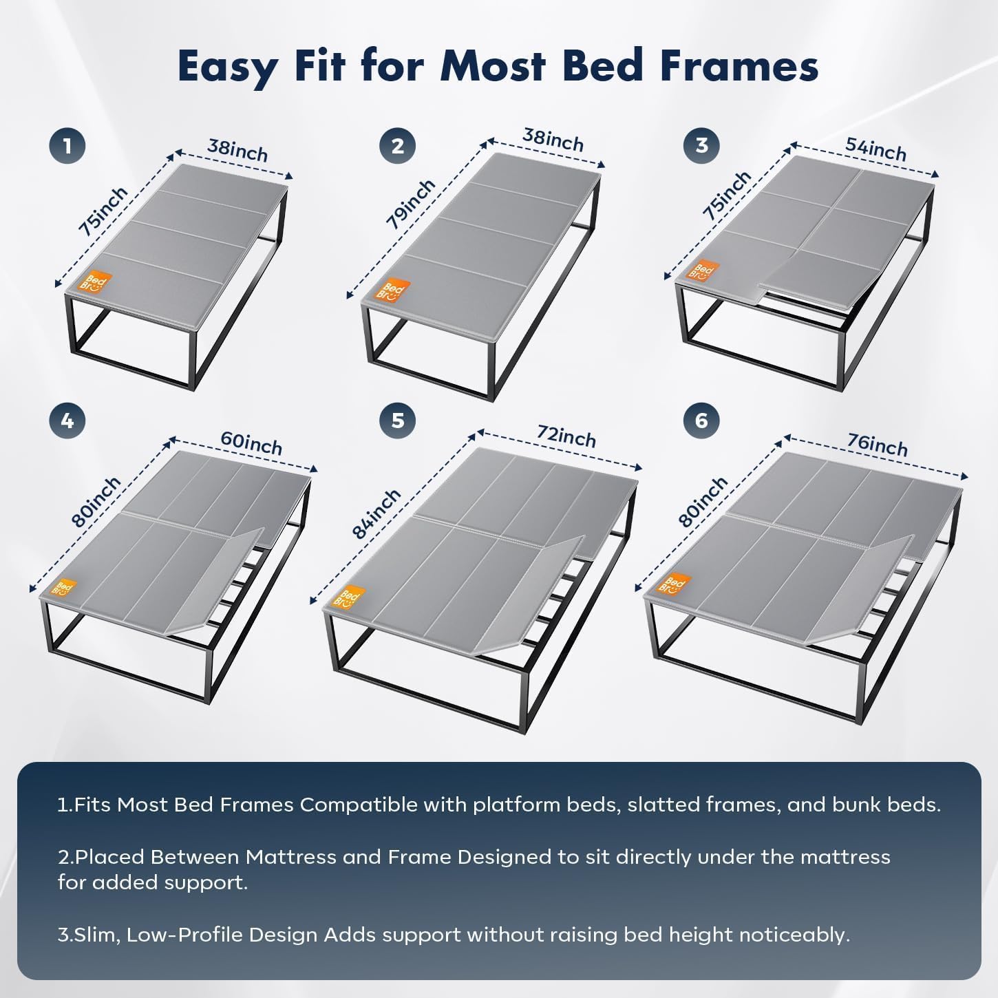 Bunkie Board Queen 10Mm (60" X 80") – Gray Under Mattress Support, Anti-Sag & Noise-Free,Platform & Slatted Beds. Breathable Low Profile Bed Board For Metal Frame