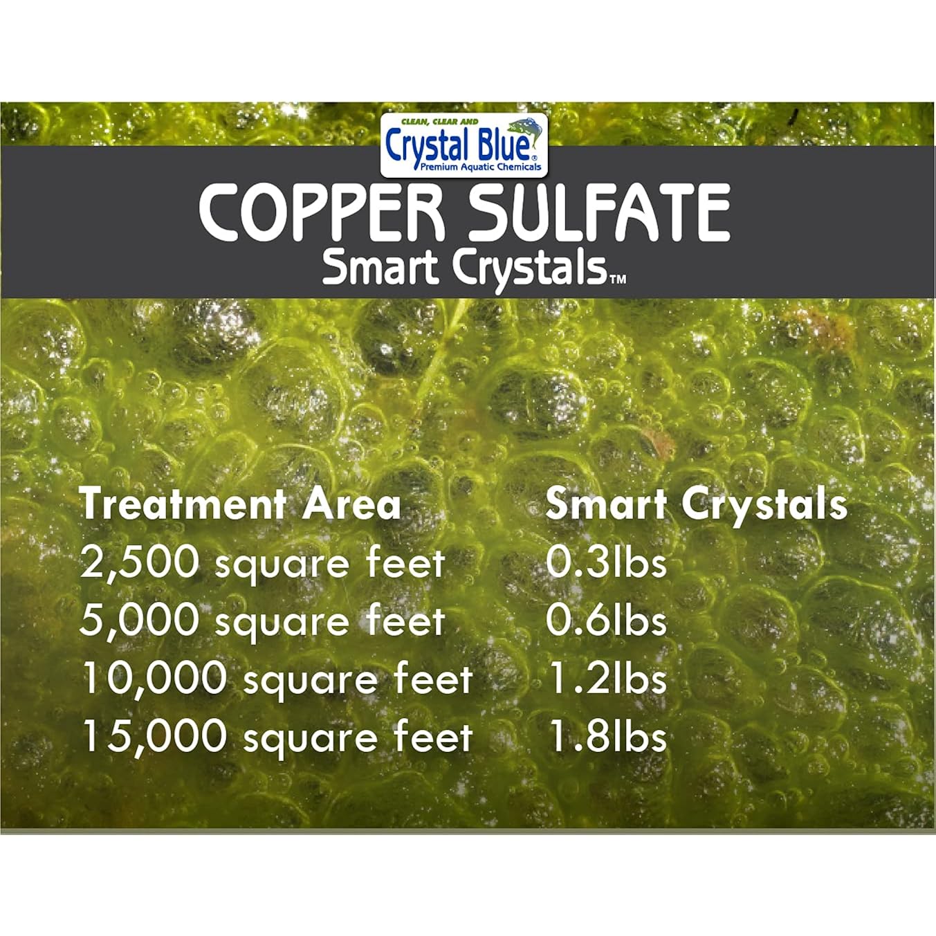 Crystal Blue Copper Sulfate Algaecide - Granular Aquatic Grade Copper Sulfate For Pond Algae Control - 5 Pounds