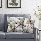 KKVEE Flower Throw Pillow Covers 18x18 Set of 2, Flowers Pillow Cushion Cases, Modern Decorative Square Pillowcases for Sofa Couch Bedroom Living Room Car