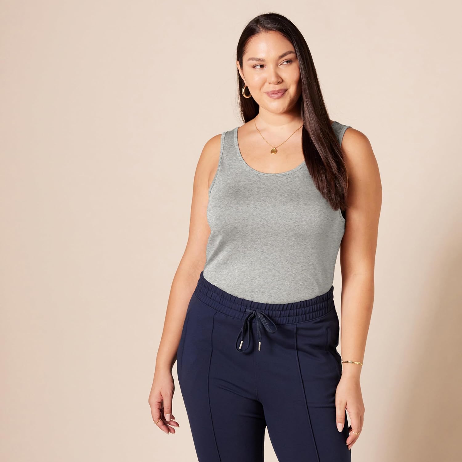 Amazon Essentials Women'S Slim-Fit Ribbed Scoop Neck Tank Tops, Pack Of 2