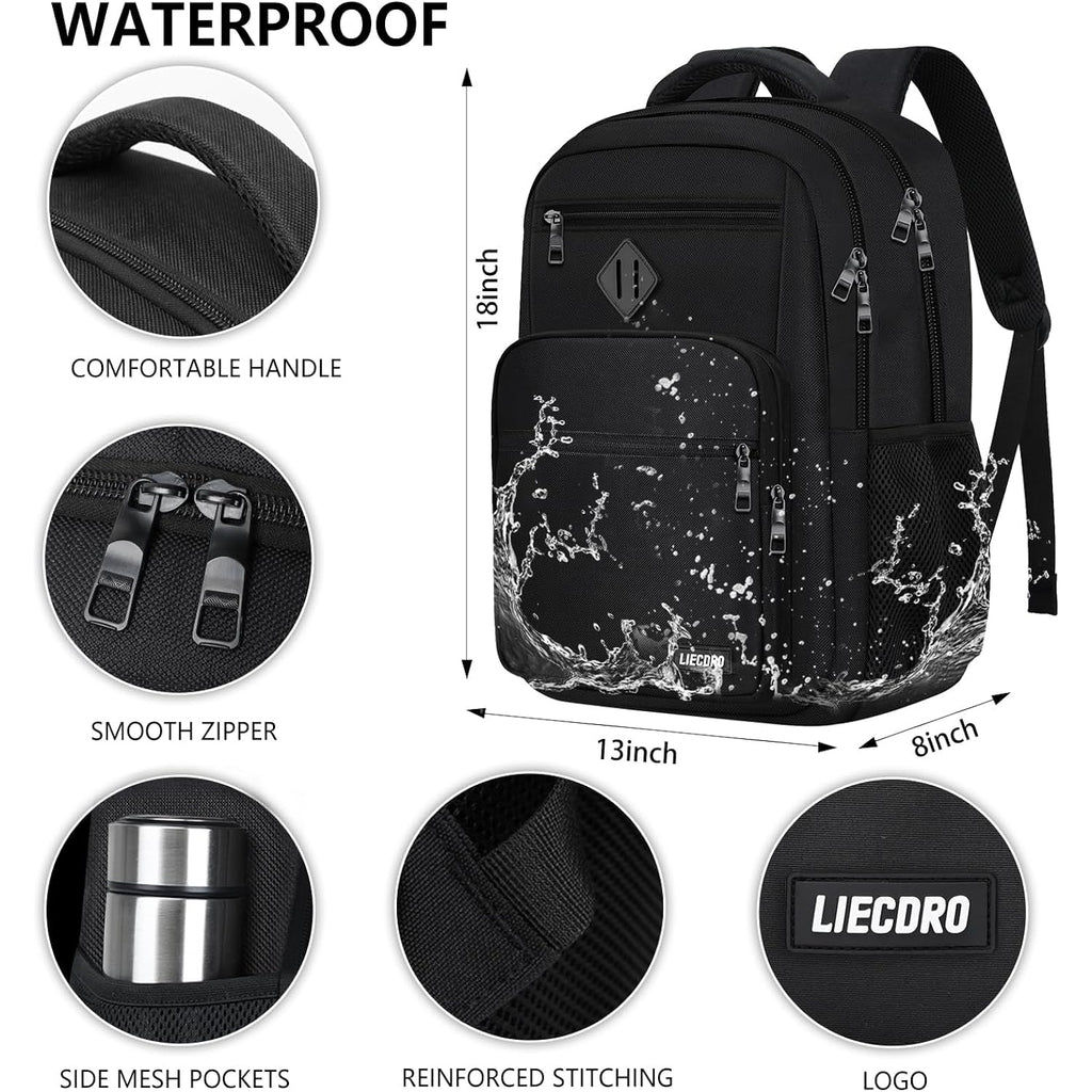 Black Backpack For Men, School Backpack For Boy Teens | 15.6 Inch Laptop Back Pack With Reinforced Straps