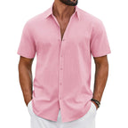Coofandy Mens Button Down Shirts Short Sleeve Casual Shirt Cotton Summer Beach Linen Wedding Shirts