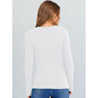 Anrabess Long Sleeve V Neck Shirts For Women | Soft Comfy Ribbed Knit Fitted Tshirts, Casual Going Out Tops, 2026 Trendy Basic, Fall Winter Underscrub Layering Clothes