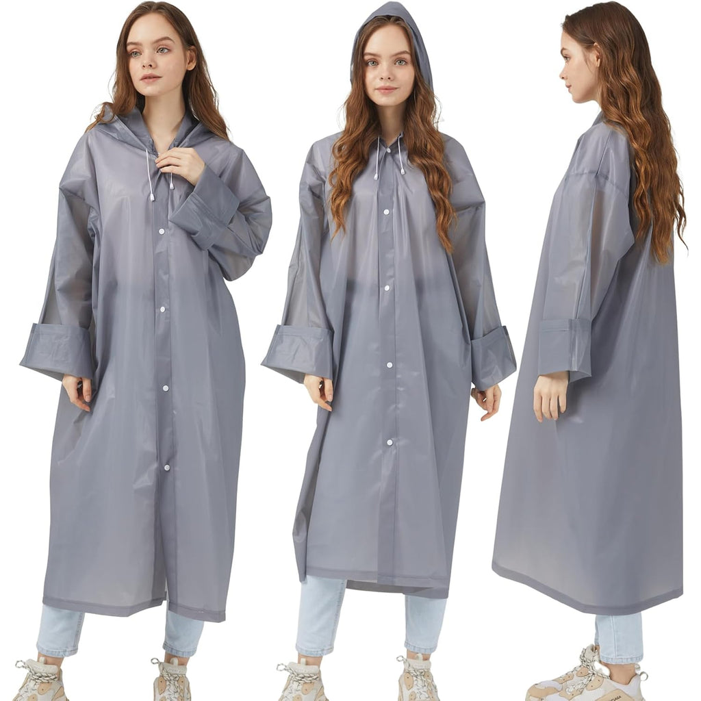 Rain Ponchos Raincoats For Adults Women, Reusable Rain Jacket Coats With Hood For Family Disney Park Travel 2 Pack