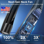 Portable Neck Fan, 6 Speeds Rechargeable Personal Fan With Ai Chips, Hands-Free 360° Faster Cooling Wearable Fan, Ultra Quiet For Home, Office, Travel, Indoor, Outdoor - Black