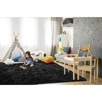 TWINNIS Super Soft Shaggy Rugs Fluffy Carpets, 4x5.9 Feet, Indoor Modern Plush Area Rugs for Living Room Bedroom Kids Room Nursery Home Decor, Upgrade Anti-Skid Rectangular Fuzzy Rug, Black