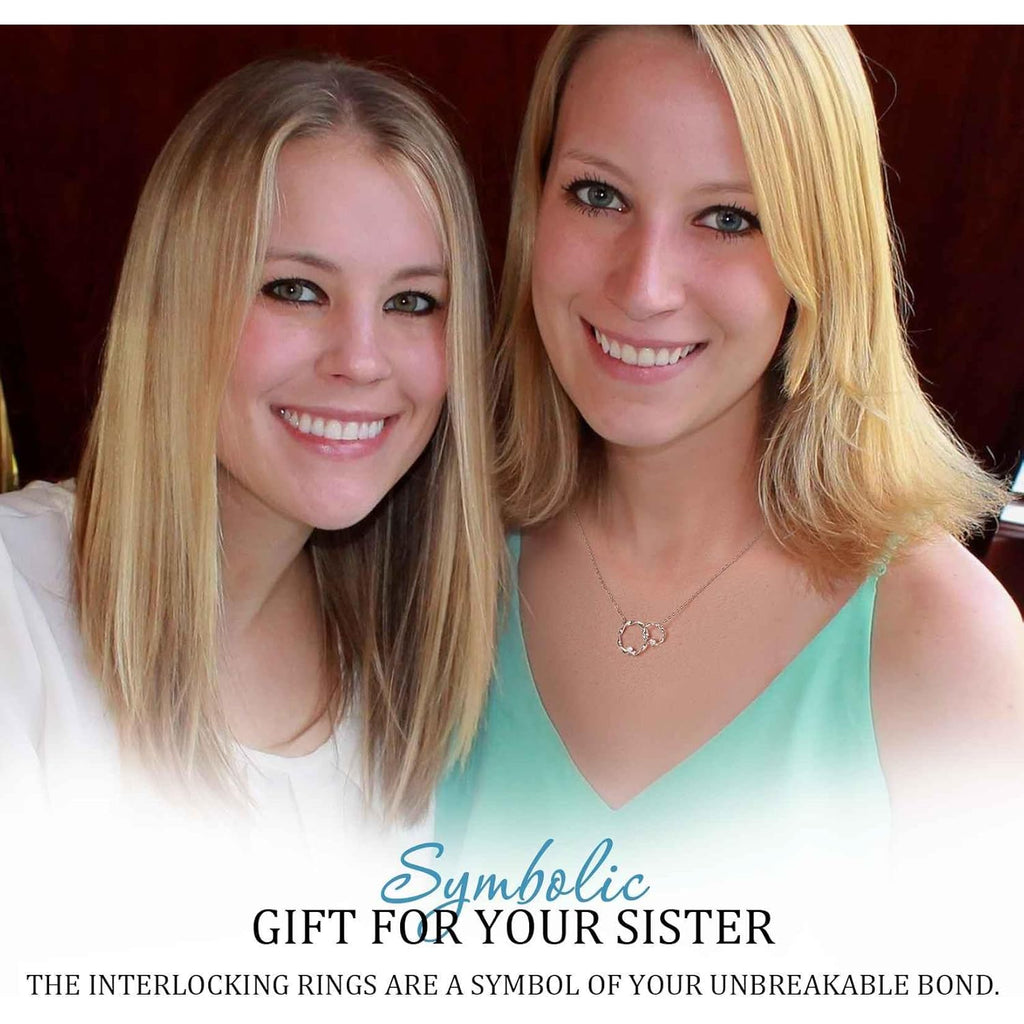 AnalysisyLove Sister Gifts, Sterling Silver Interlocking 2 Circles Necklace for Big & Little Sisters, Sister Birthday Gifts from Sisters
