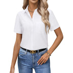 Women Button Down Shirts Short Sleeve Button up Women,Stain Resistant Dress Shirts with Pocket fit Work Blouse