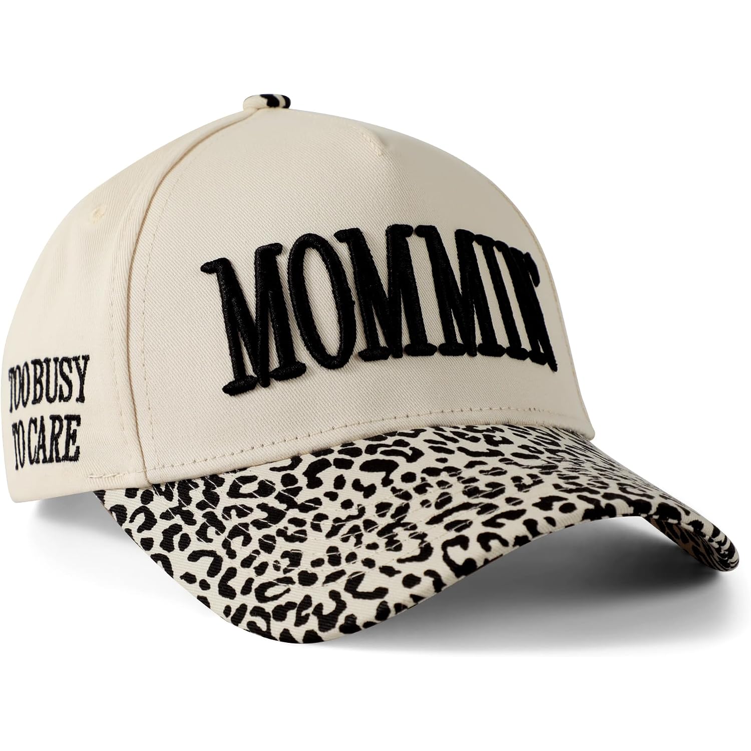 Womens Trucker Hat|Best Mom Ever Embroidery Adjustable Hat for Women from Daughter Son Beige/Leopard Print3