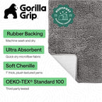 GORILLA GRIP Bath Rug Mat, Thick Soft Absorbent Chenille, Quick Dry Microfiber Mats, Rubber Backing, Machine Washable Shower Floor Rugs, Bathroom Bathmat Home Decor Accessories, 24x17 Grey