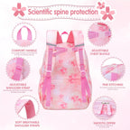 Lovely Girls Backpack School Bag For Students Kids Book Bag With Multiple Pockets Splash-Proof Children'S Backpack（17Inch Pink）