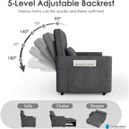 54'' Sleeper Sofa Bed, Convertible Pull Out Couch Futon For For Living Room,Apartment (Darkgrey, Loveseat) Side Pockets, Velvet Fabric, Adjustable Backrest, Pull-Out Bed, Easy Assembly