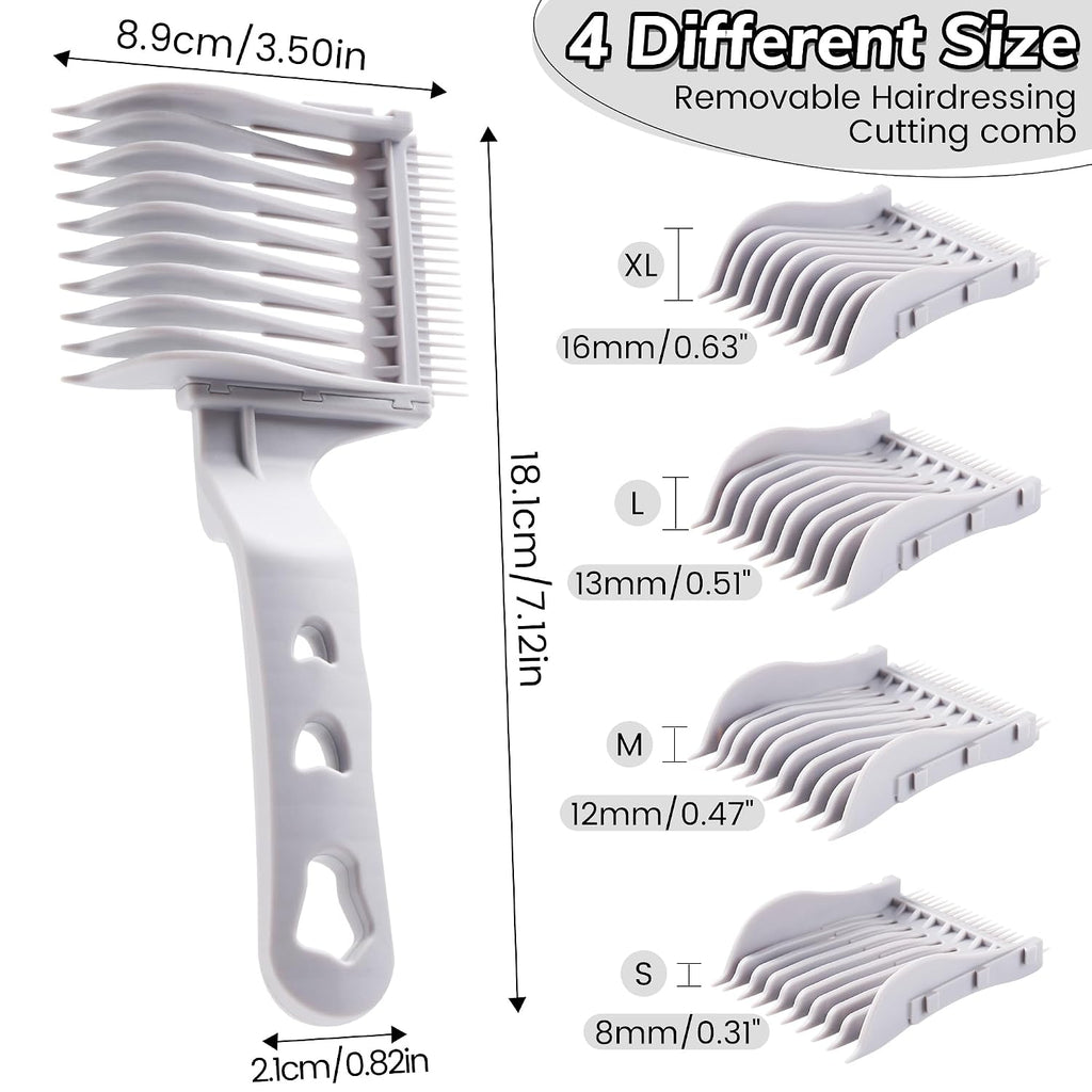 4-In-1 Detachable Fade Comb Set – Professional Barber Combs For Fading, Blending & Layering. Graduated Sizes Fit All Shears & Styling Tools – For Home & Salon (Grey)