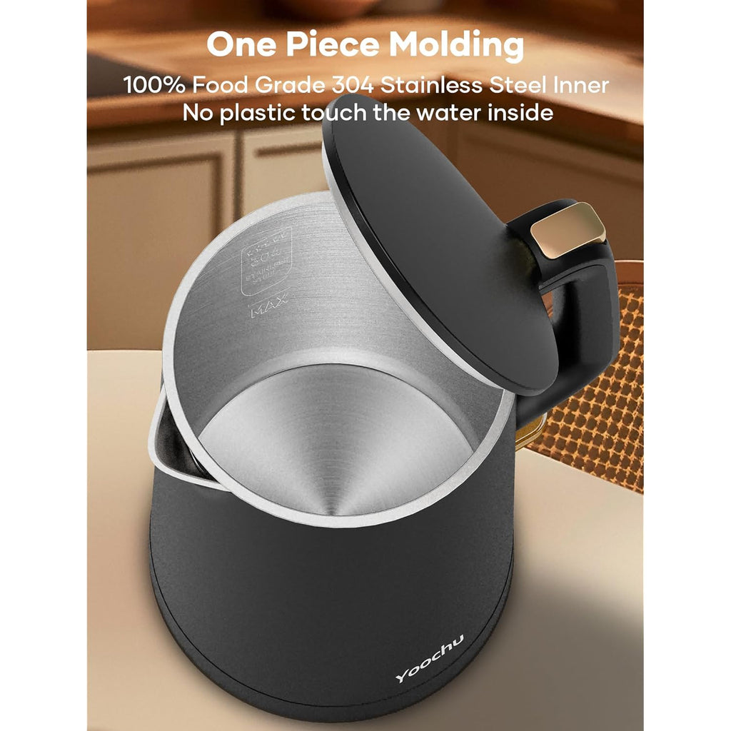 Electric Kettle, Double Wall 1.7L Stainless Steel Cool Touch, Water Boiler & Heater, 1500W Hot Tea Pot, Boil Dry Protection & Cordless Base, BPA-Free, Black