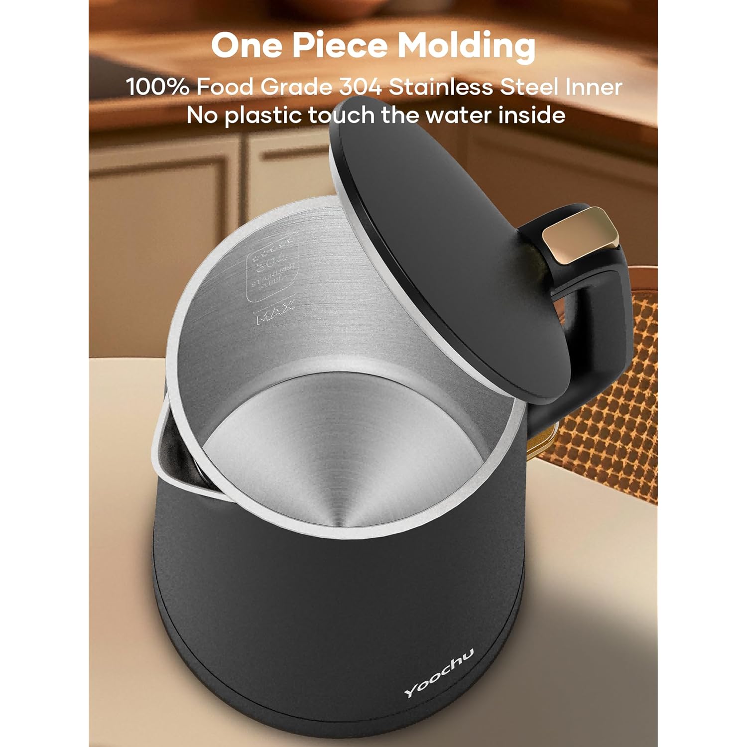 Electric Kettle, Double Wall 1.7L Stainless Steel Cool Touch, Water Boiler & Heater, 1500W Hot Tea Pot, Boil Dry Protection & Cordless Base, BPA-Free, Black