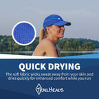 TrailHeads Women's Race Day Performance Running Cap, Lightweight & Quick Drying Mesh Sports Hat with Reflective Trim White-cool Blue