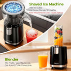 Qibox 2-In-1 Snow Cone Machine & Smoothie Blender | 700W Electric Ice Shaver For Home Kitchen | Perfect For Kids' Birthday Parties, Summer Bbqs & Daily Breakfast Smoothies