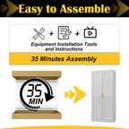 Kitchen Pantry Cabinet,71”White Metal Pantry Storage Cabinet With Doors And 4 Adjustable Shelves,Kitchen Cabinet With 2 Gold Handles,Tall Cabinet For Livingroom,Pantry, Bathroom,Kitchen