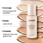 UCANBE 2-IN-1 Foundation + Concealer, Full Coverage Long-Lasting Matte Makeup for Normal, Combination and Oily Skin, Buildable Waterproof Formula with Hyaluronic Acid （01 Fair Ivory）