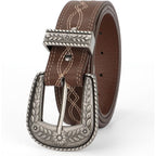 XZQTIVE Women Men Genuine Leather Belt Vintage Ladies Western Belt Engraved Tooled Leather Belt Cowboy Cowgirl Country Belt