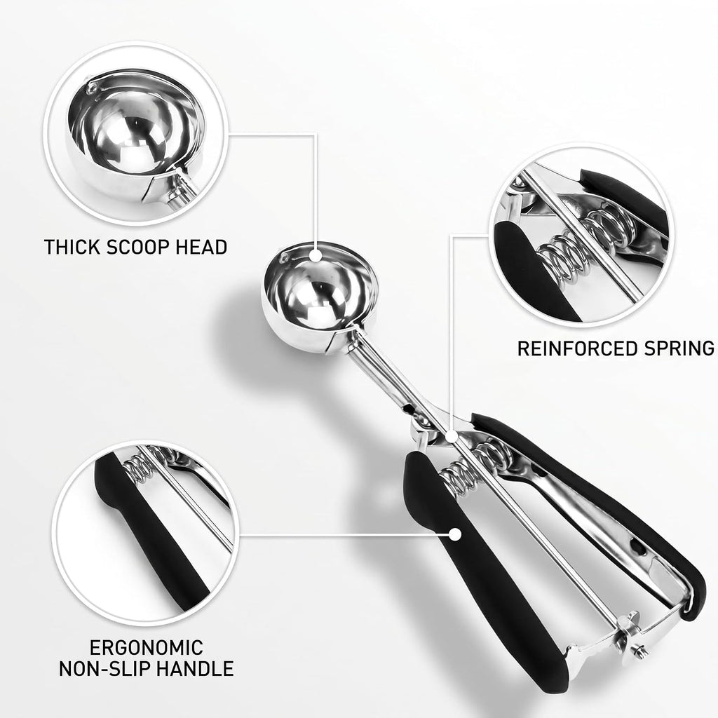 Ice Cream Scoop, 18/8 Stainless Steel Cookie Scoop, Cookie Scoops For Baking, 2 Tbsp/ 30 Ml/ 1 Oz Cookie Dough Scoop, Ice Cream Scooper With Trigger Release, Cookie Scooper For Baking