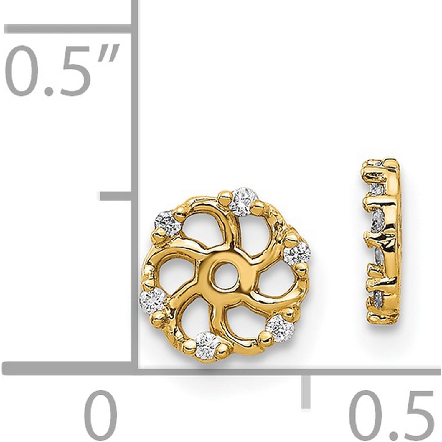 14k Yellow Gold .48ct Diamond Twisted Halo Earring Jackets UpTo 4.5mm Studs (0.048 cttw, I1 Clarity, H-I Color)