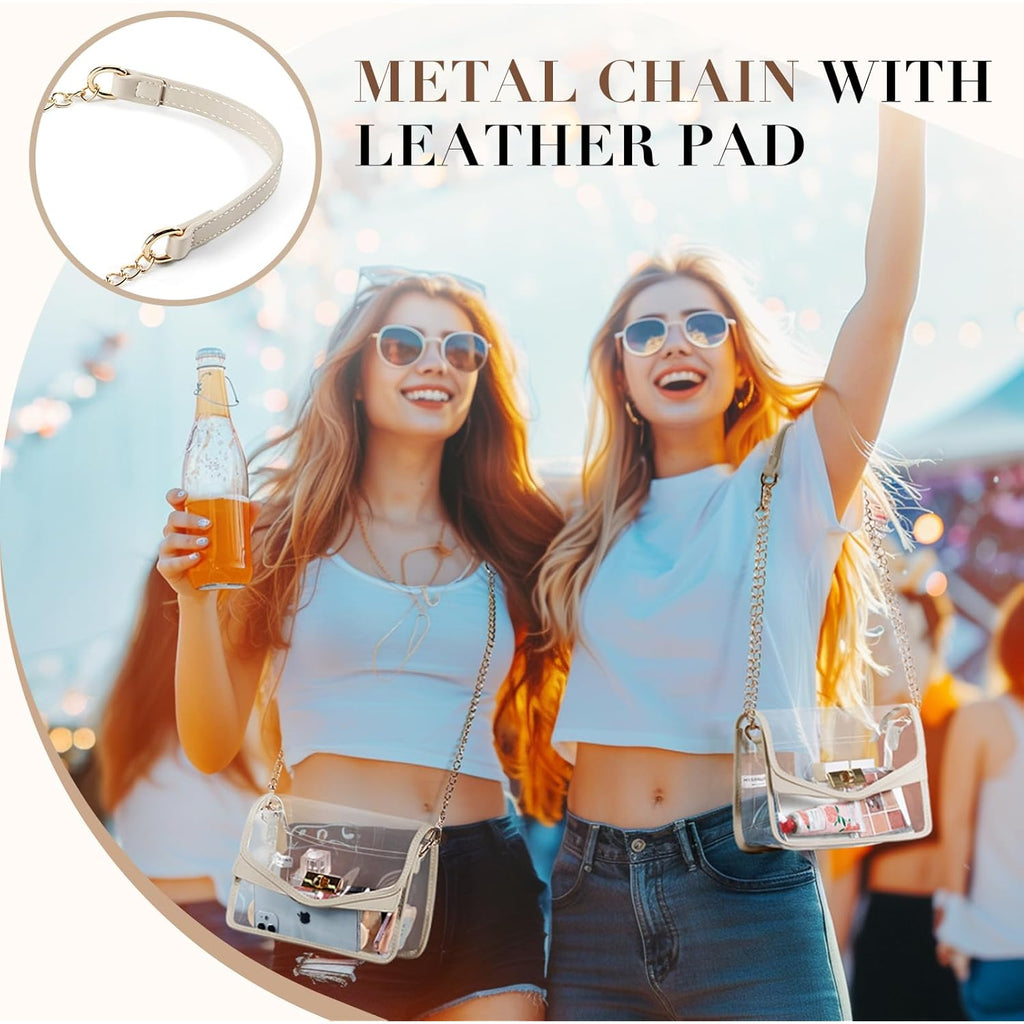 Missnine Clear Bag for Stadium Events Clear Crossbody Purse Stadium Approved Women Transparent Shoulder Bag for Concerts