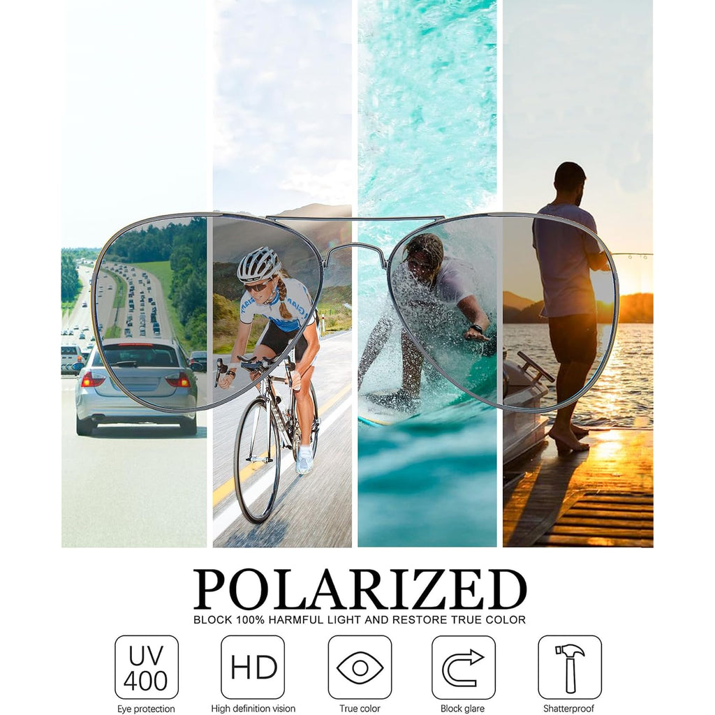 Polarized Aviator Sunglasses for Women Men, UV400 Protection Lens and Lightweight Metal Pilot Frame JX2775 Gold/Brown Gradient