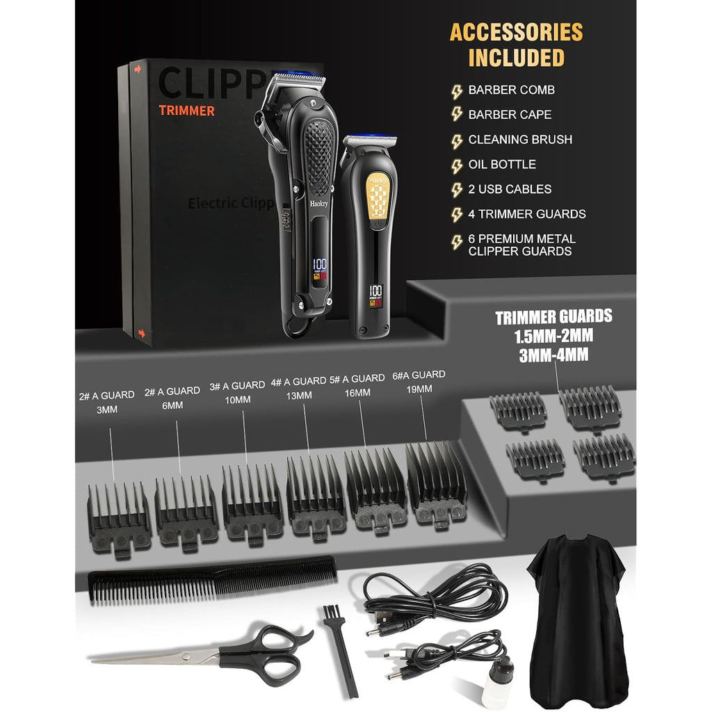 Hair Clippers & Trimmer For Men,Professional Barber Clippers And Trimmers Set,Mens Cordless Hair Clipper For Barbers Haircut Kit,Beard Trimmer,Rechargeable Electric Shaver