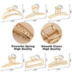 Lukacy 6 Pack Gold Metal Hair Clips - 4 Inch Large Jaw Clips For Women, Strong Hold Hair Claws For Thick Or Thin Hair, Fashion Hair Accessories For Styling