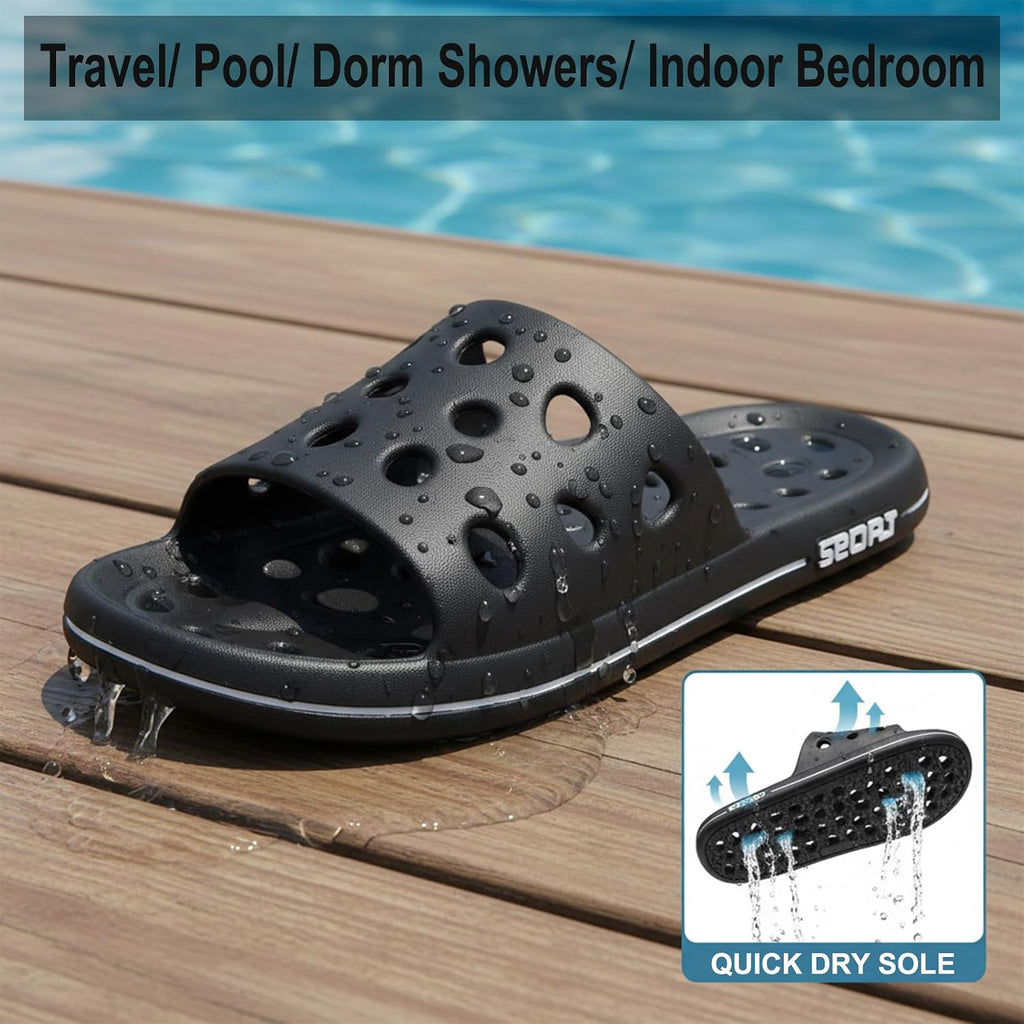 Finleeo Shower Sandals With Drainage Holes - Quick Drying Bathroom & Gym Slippers For Men And Women