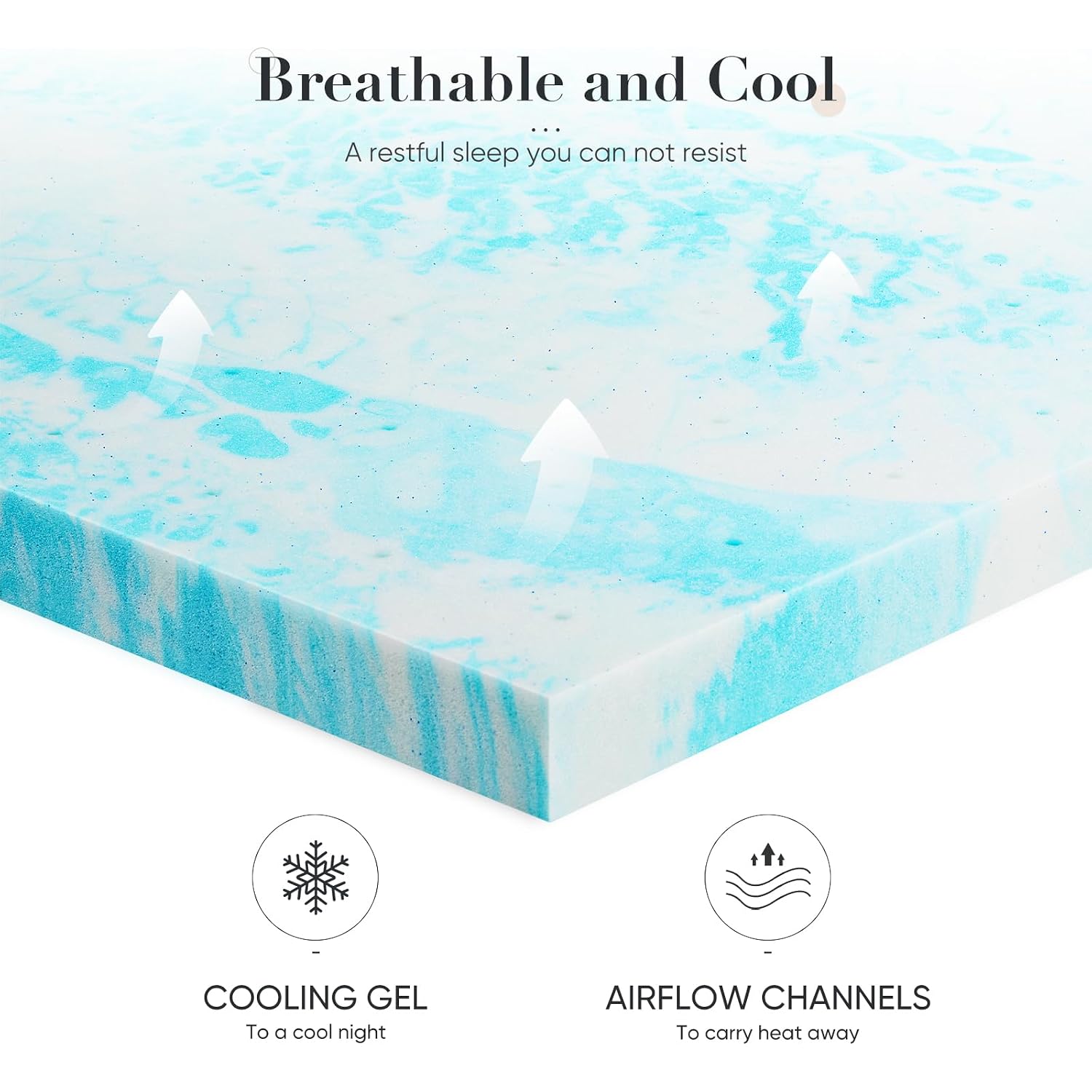 Dumos Mattress Toppers Memory Foam King Size, 3 Inch Thick Bed Topper Pad Cooling Gel Infused Soft Comfy Padding Breathable For Sleeper Sofa Couch Rv Camper, Certipur-Us Certified, Blue