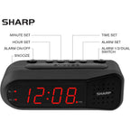 Sharp Digital Alarm Clock For Heavy Sleepers, Dual Alarm, Red Led, Black | Ascending Wake Sound, Weekday/Weekend Scheduling, 9-Minute Snooze, Easy-Set Controls, 2 Aa Backup, Bedroom, Dorm, Office